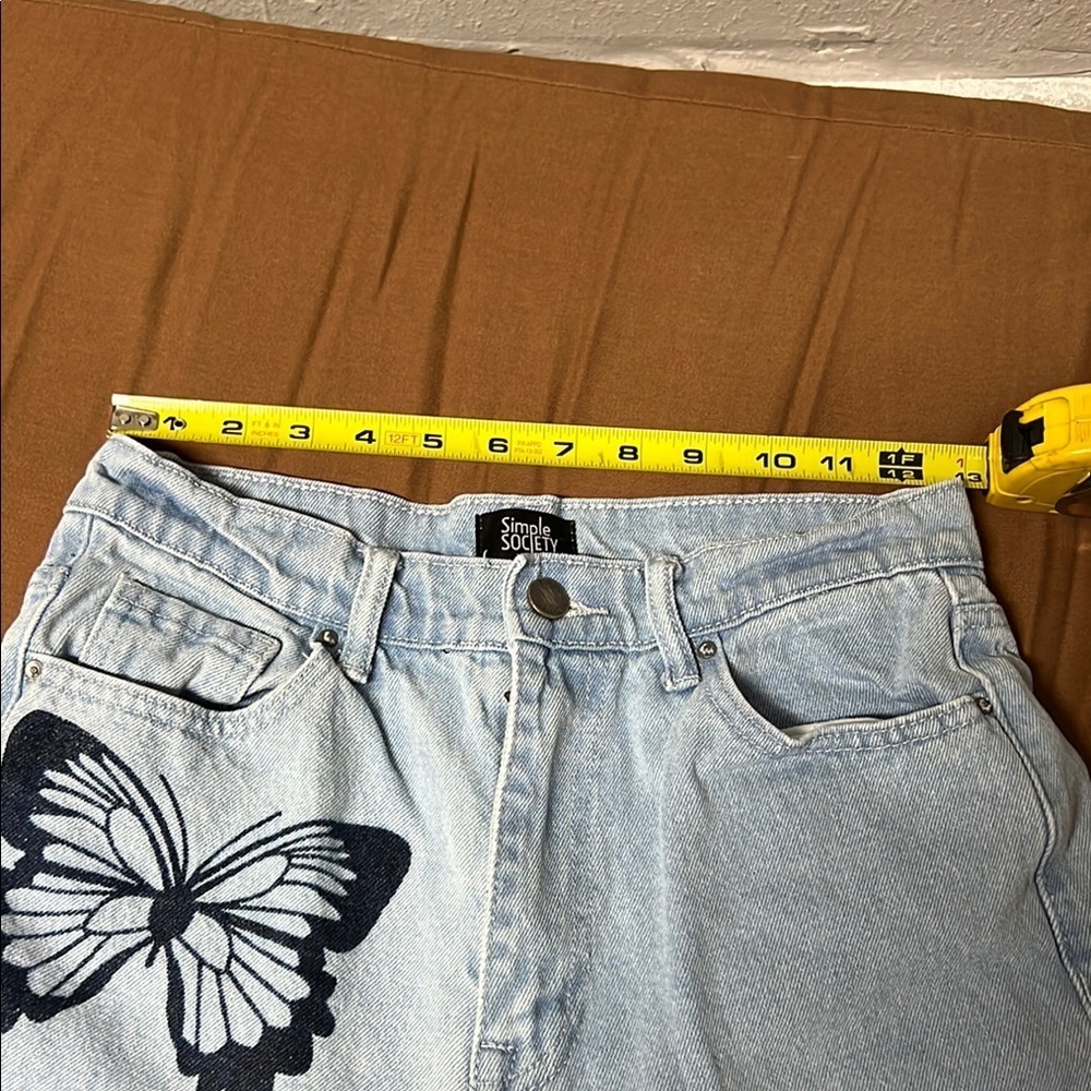 Simply society women Light Blue Jeans with Black Butterfly Design - Picture 2 of 8